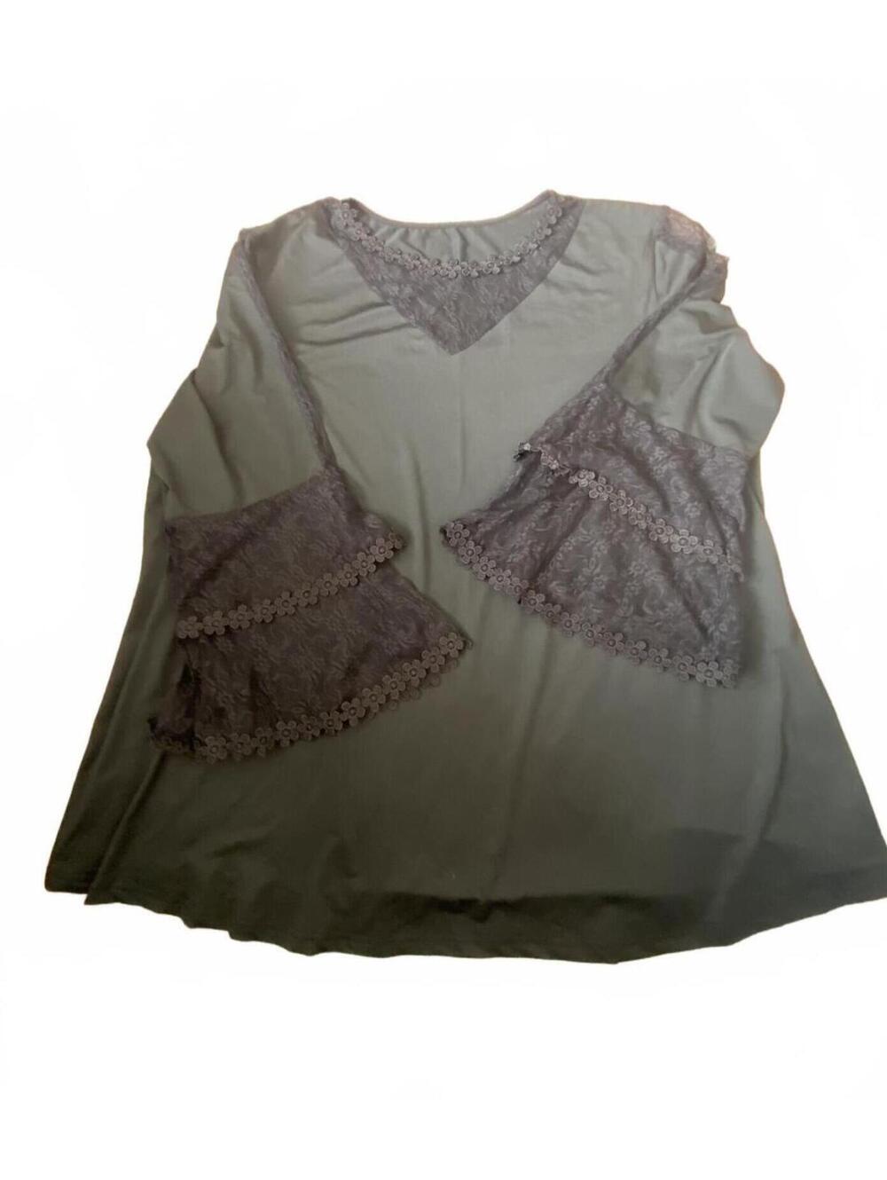 Whimsigoth Black Stretch Top Lace Detail V Neck 5x